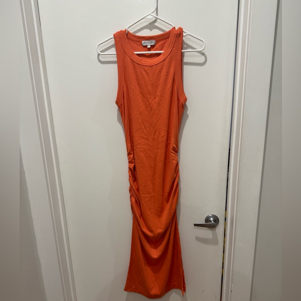 Michael Stars Sleeveless Midi Dress in Bright Orange